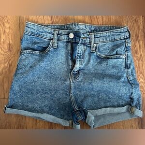 High-waisted denim shorts